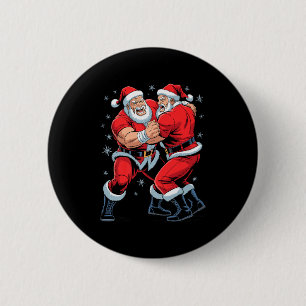 Santa Wrestling Lover Funny Wrestler Xmas Christma 6 Cm Round Badge