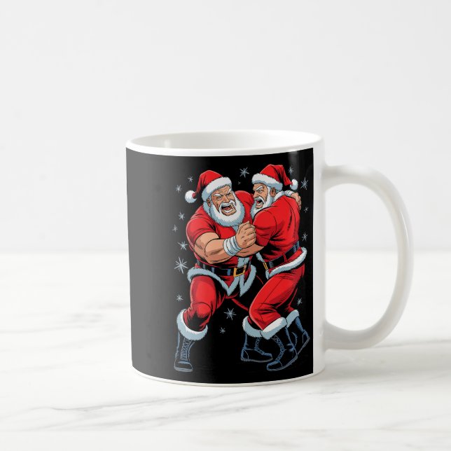 Santa Wrestling Lover Funny Wrestler Xmas Christma Coffee Mug (Right)