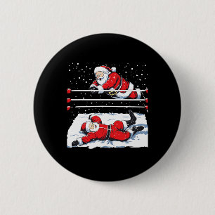 Santa Wrestling Lover Wrestler Christmas Xmas Paja 6 Cm Round Badge