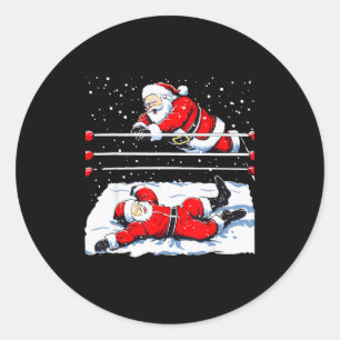 Santa Wrestling Lover Wrestler Christmas Xmas Paja Classic Round Sticker