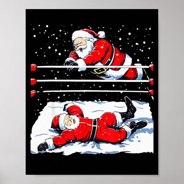 Santa Wrestling Lover Wrestler Christmas Xmas Paja Poster (Front)