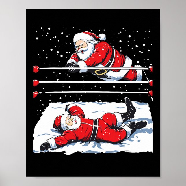 Santa Wrestling Lover Wrestler Christmas Xmas Paja Poster (Front)