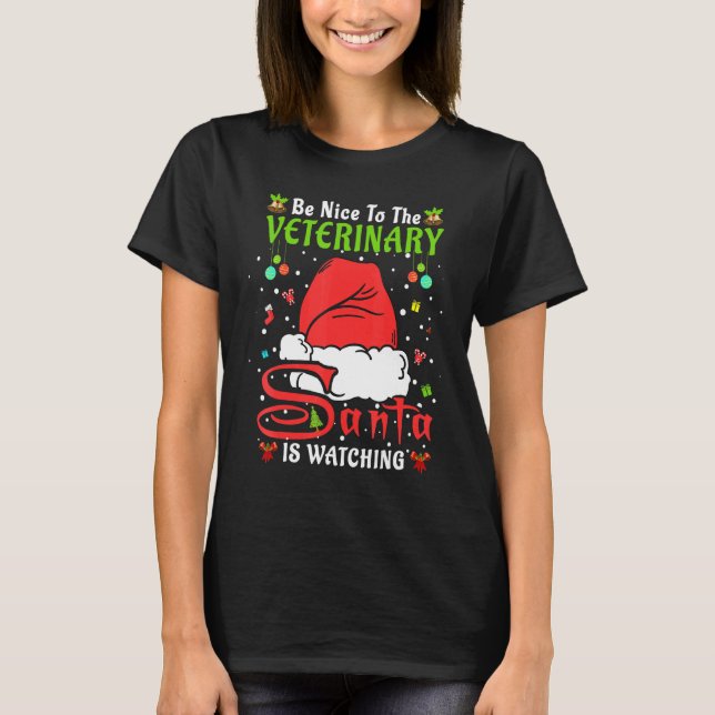 Santa Xmas Pyjamas Be Nice To The Veterinary Chris T-Shirt (Front)