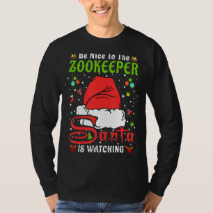Santa Xmas Pyjamas Be Nice To The Zookeeper Christ T-Shirt