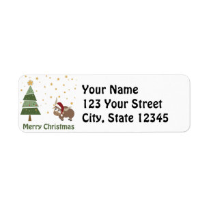 Santa Yak Christmas Scene Return Address Label