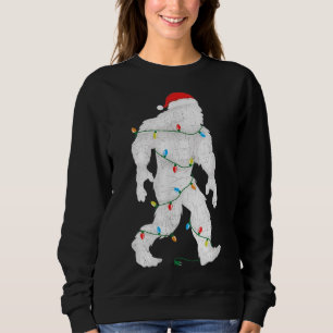 Santa Yeti Tangled Up In Christmas Tree Lights Sweatshirt