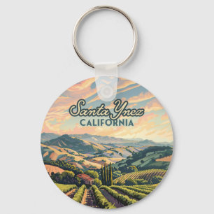 Santa Ynez California Vineyard Winery Retro Key Ring