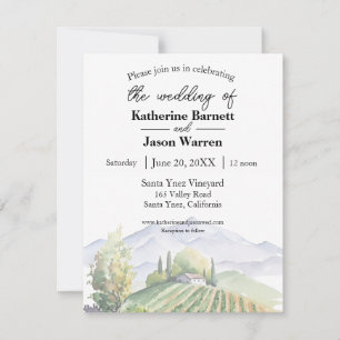 Santa Ynez Vineyard Wine Country Watercolor Invitation