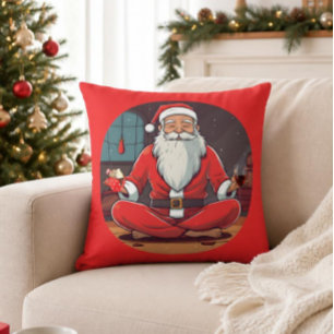 Santa Yoga Throw Pillow