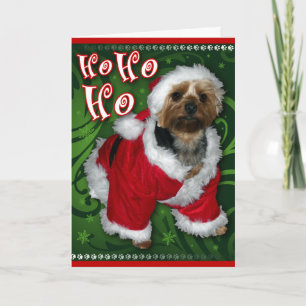 Santa Yorkie Greeting Card