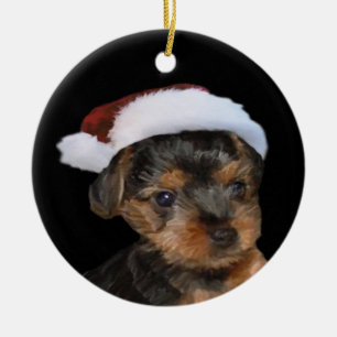 Santa Yorkie Ornament