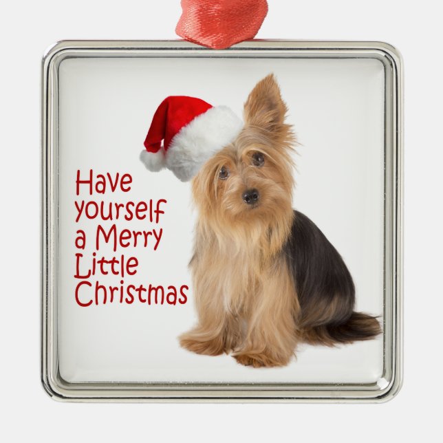 Santa Yorkie Ornament (Front)