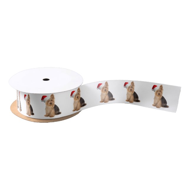 Santa Yorkie Ribbon Satin Ribbon (Spool)