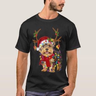 Santa yorkie terrier dog gorgeous reindeer Light T-Shirt