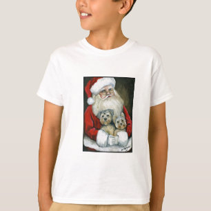 Santa & Yorkies Dog Art Kids Sweatshirt T-Shirt