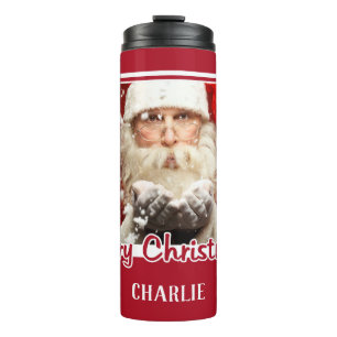 Santa / YOUR PHOTO custom name Christmas tumbler