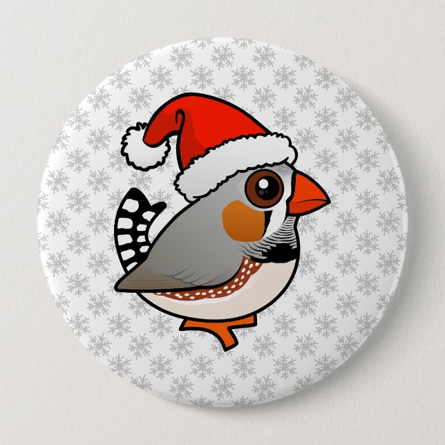 Santa Zebra Finch 10 Cm Round Badge (Front)