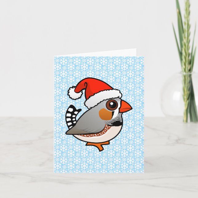 Santa Zebra Finch Holiday Card (Front)