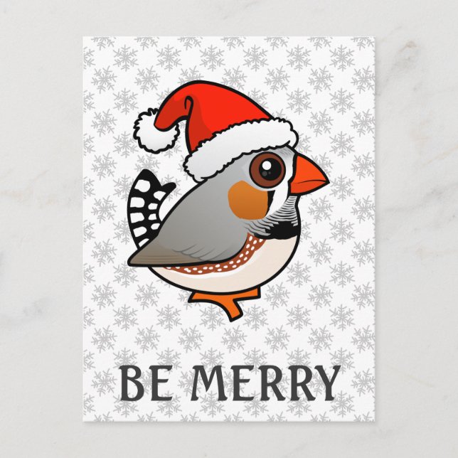 Santa Zebra Finch Holiday Postcard (Front)