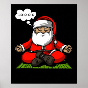 Santa Zen Yoga Meditation Christmas Poster