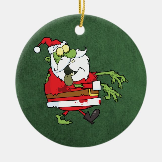 Santa Zombie Ceramic Ornament (Front)