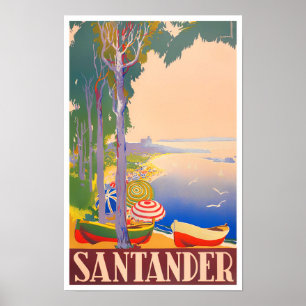 Santander Spain vintage travel Poster