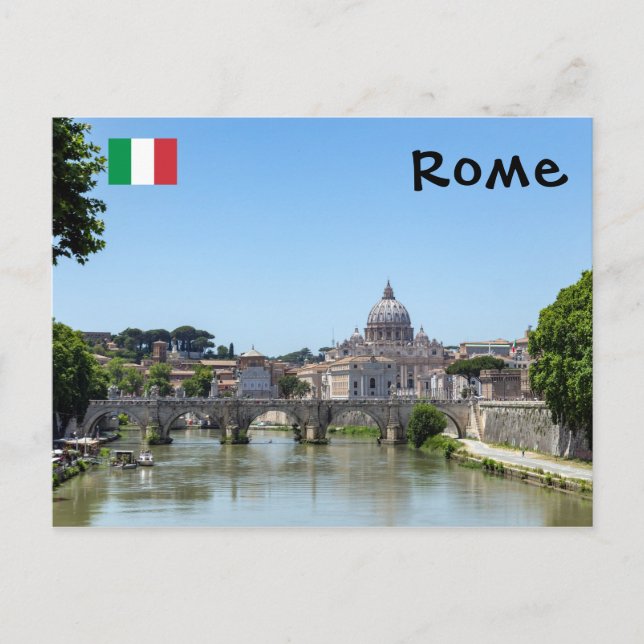 Sant'angelo bridge and St. Peter's Basilica - Rome Postcard (Front)