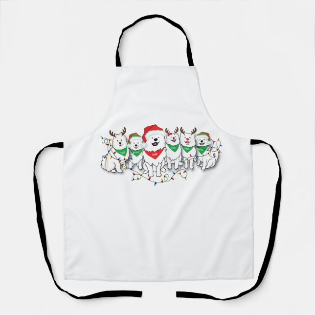 Santapaws with Christmas lights  Apron (Front)
