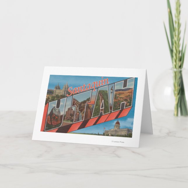 Santaquin, Utah - Large Letter Scenes Holiday Card (Front)