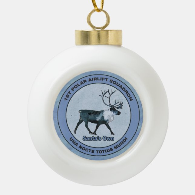 Santa's 1st Polar Airlift Sqdn - Subdued Ceramic Ball Christmas Ornament (Front)