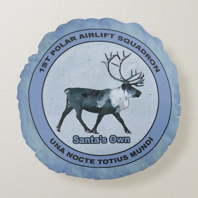 Santa's 1st Polar Airlift Sqdn - Subdued Round Cushion (Front)
