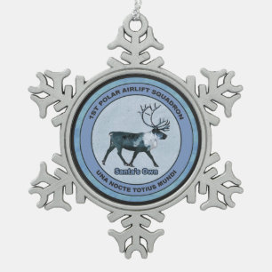 Santa's 1st Polar Airlift Sqdn - Subdued Snowflake Pewter Christmas Ornament