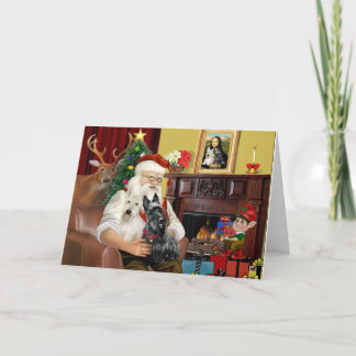 Santa's 2 Scottish Terriers Holiday Card