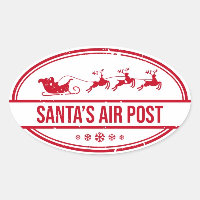 santa's Air Post Logo Oval Sticker (Front)