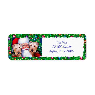 Santa's Airedale Terriers at Christmas Labels