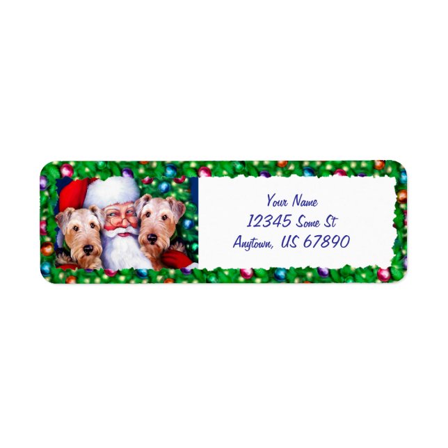 Santa's Airedale Terriers at Christmas Labels (Front)