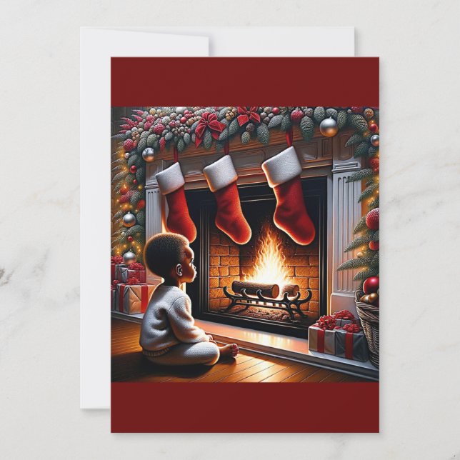 Santa's Arrival: Toddler's Wonder Holiday Card (Front)