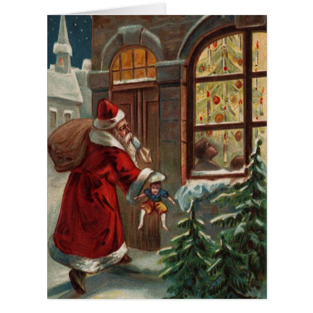Santa's at the Door Big Greeting Card (Front)