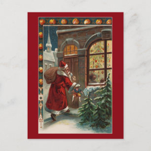 Santa's at the Door Postcard