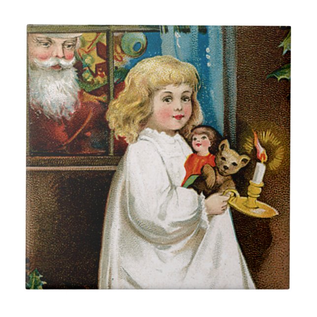 Santa's at the Window Ceramic Tile (Front)