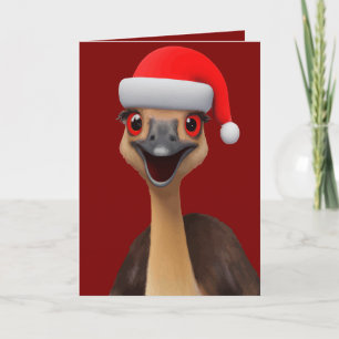 Santa's Aussie Helper - Cute Christmas Emu Holiday Card