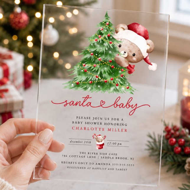 Santa's Baby Shower Acrylic Invitations (Creator Uploaded)