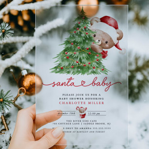Santa's Baby Shower Acrylic Invitations