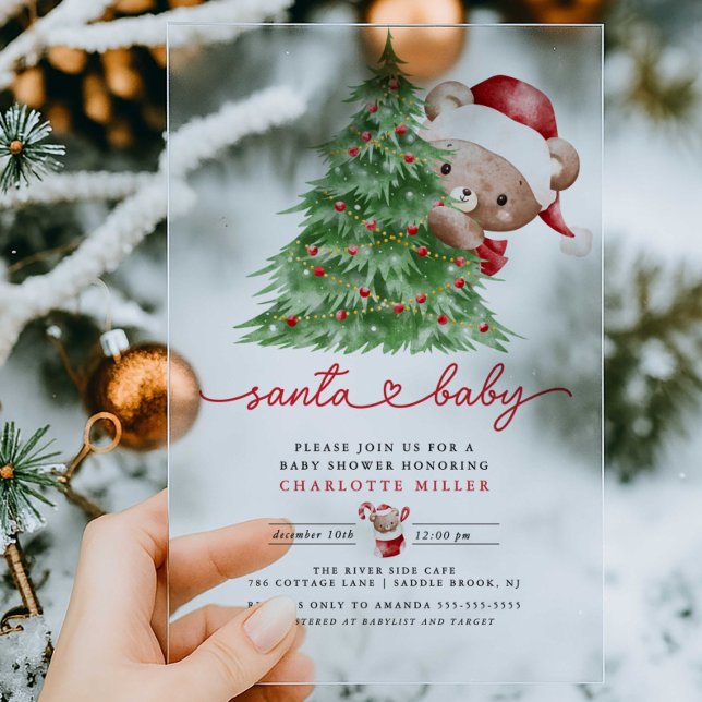 Santa's Baby Shower Acrylic Invitations (Creator Uploaded)
