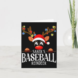 Santa's Baseball Reindeer Funny Xmas Matching Pjs  Card