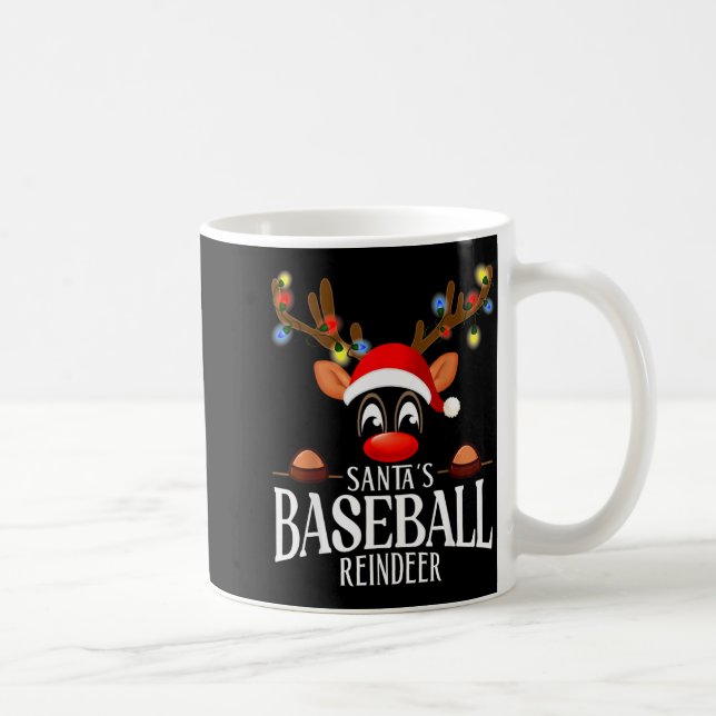 Santa's Baseball Reindeer Funny Xmas Matching Pjs  Coffee Mug (Right)