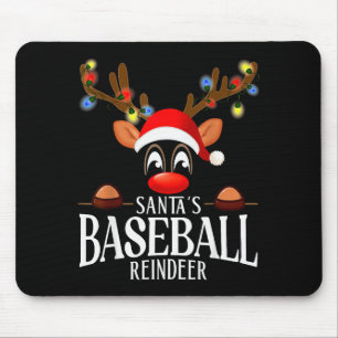 Santa's Baseball Reindeer Funny Xmas Matching Pjs Mouse Pad