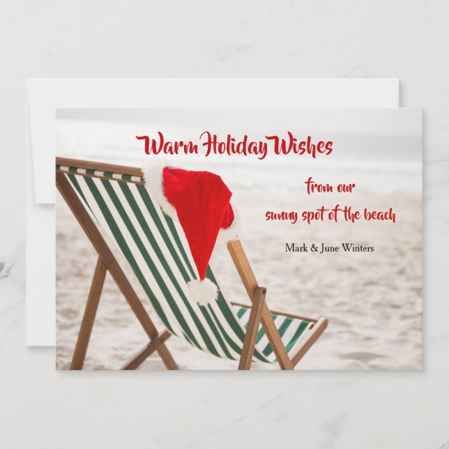 Santa's Beach Chair Holiday Greeting Card (Front)