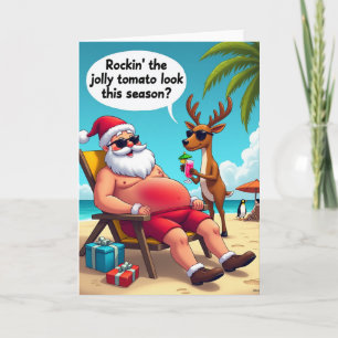 Santas Beach Day Funny Christmas Card