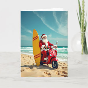 Santas Beach Scooter Christmas Card